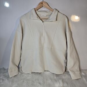 Shambhala Small Quarter-Zip Sweater Cozy Oversized Cream Ribbed